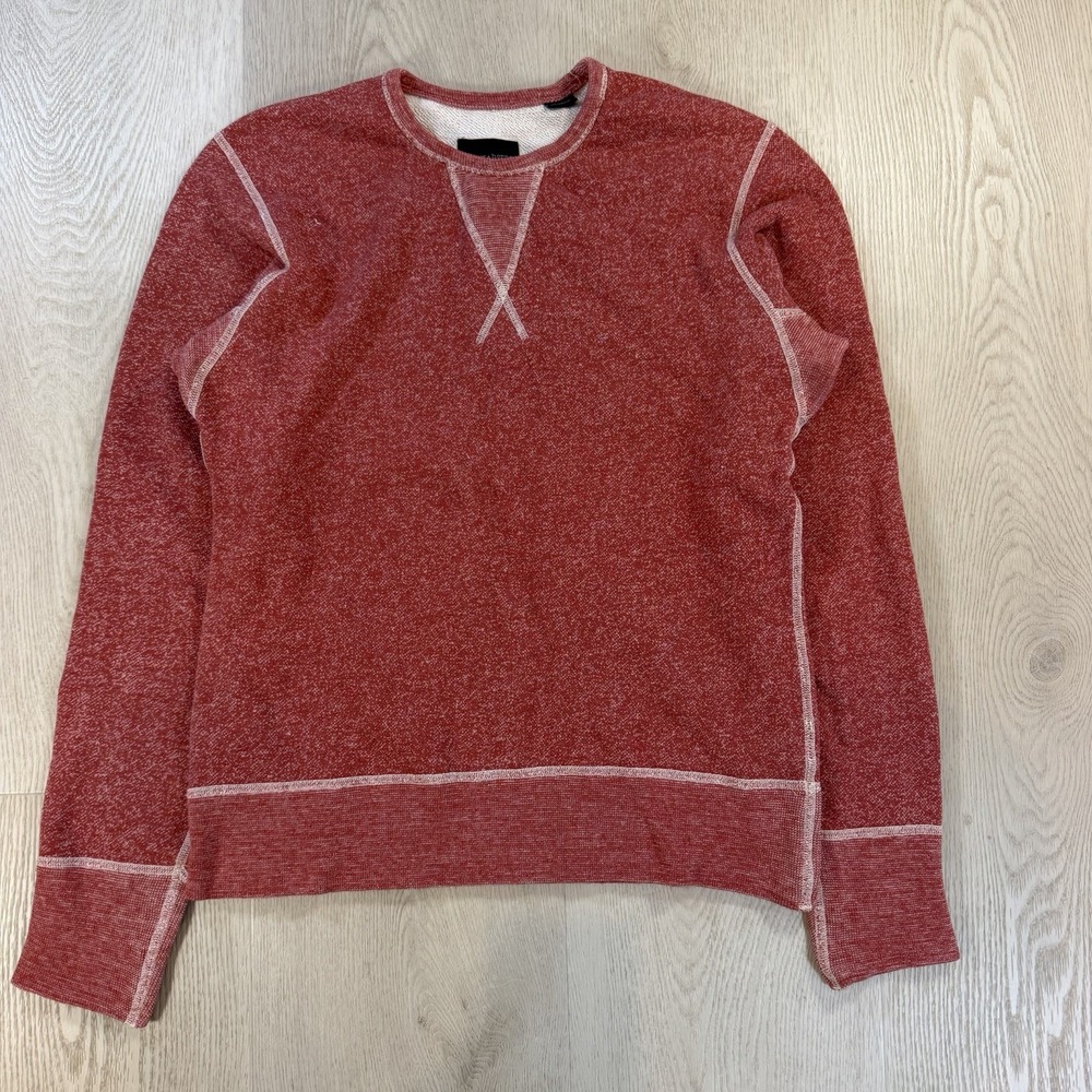 Wings + Horns Crewneck Pullover Sweatshirt Mens Medium Red Heather  White Small